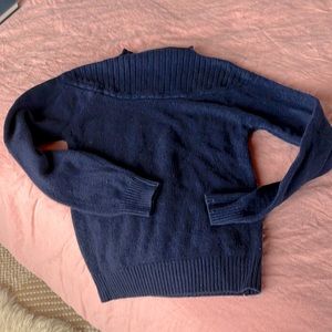 Handsomely detailed vintage navy cashmere sweater, circa 1985